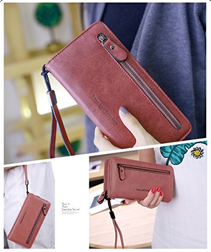 image for FIGROL Women Blocking Soft Leather Wallet,Credit Card Long Wallets Pho