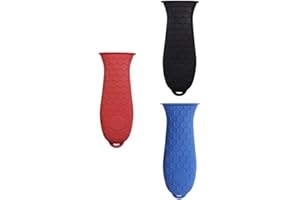 3PCS Silicone Hot Handle Holder Set, Heat Resistant Pot Sleeve for Skillet & Cast Iron Pans, Non-Slip Insulated Pan Protector