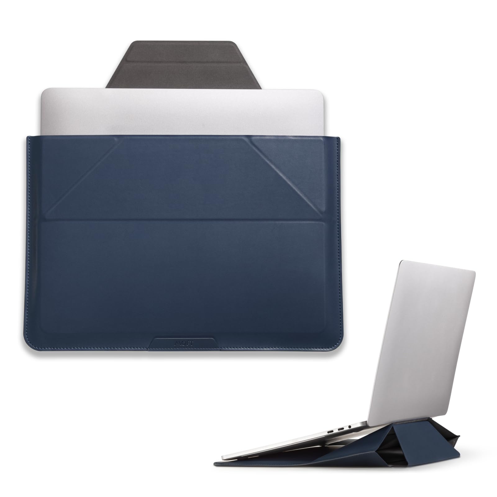 Photo 1 of MOFT Laptop Carry Sleeve, 2-in-1 Laptop Bag & Stand for 16" MacBook Air/Pro & Dell/HP/Lenovo/Asus, Stylish Slim Computer Sleeve Bag with Expandable Storage for Computer Accessories, Deep Blue