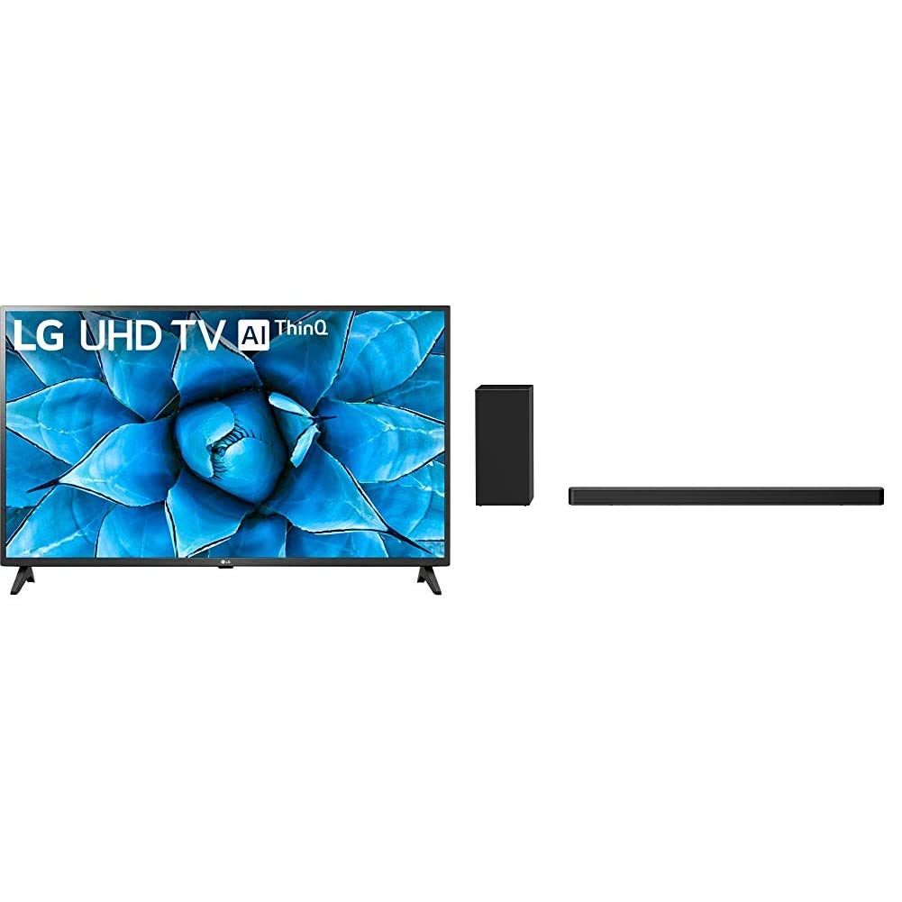 LG 43UN7300PUF Alexa Built-in 43" 4K Ultra HD Smart LED TV (2020) with LG SN6Y 3.1 Channel 420 Watt High Res Audio Sound Bar with DTS Virtual:X, Black