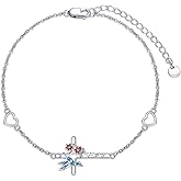 LONAGO Hummingbird Bracelet Sterling Silver Hummingbird Cross Bracelet Jewelry Gift for Women