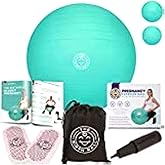 The Birth Ball - Birthing Ball for Pregnancy & Labor - 18 Page Pregnancy Ball Exercises Guide by Trimester - Non Slip Socks - How to Dilate, Induce, & Reposition Baby for Mom