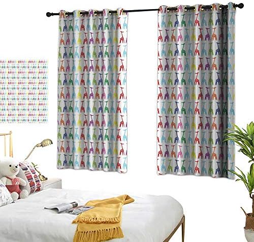 BlountDecor Thermal Curtains Giraffe Abstract Dotted Animal Bodies with Long and Wavy Necks African Fauna Inspired Art Durable 63" Wx63 L Suitable for Bedroom Living Room Study,etc.