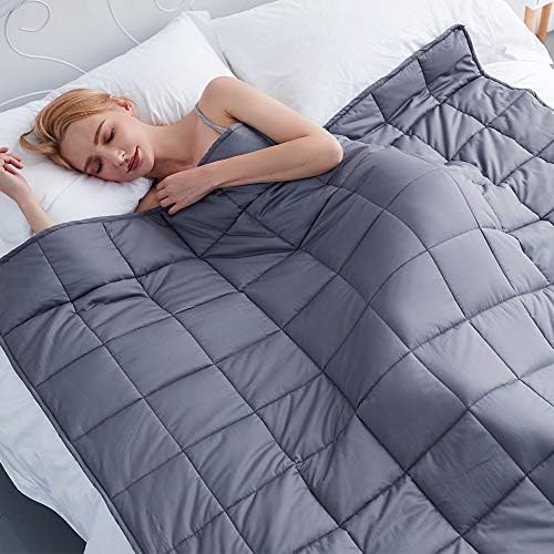 GSLE Weighted Blanket (Grey, 60"x80" Queen Size 20 lbs), Hypoallergenic