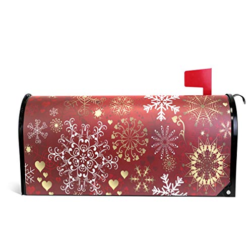 Naanle Christmas Holiday Magnetic Mailbox Cover, Christmas Snowflake Mailbox Wrap Home Decorative for Standard Size 20.8â€(L) x 18â€(W)