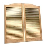 Cafe Doors by Cafe Doors Emporium | Alder Wood Louvered Cafe Doors | Unfinished Hardwood from Managed Forestry | Prefit for 30"W Finished Opening | Premium Hinges Included | Saloon Western Swinging