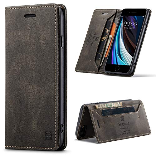 EYZUTAK Case for Samsung Galaxy A51 (4G), Retro Matte Protective Leather Case with RFID Blocking Viewing Stand Magnetic Closure TPU Shell Flip Cover - Coffee