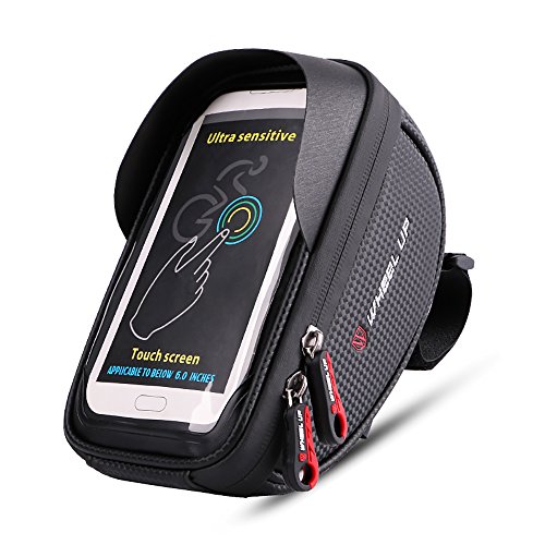 Xplanet Bike Phone Mount Bag, Bicycle Frame Bike Handlebar Bags Waterproof Touch Screen Cell Phone Case Holder for iPhone X 8 7 6s 6 Plus 5s Samsung Galaxy s7 s6 Note 7 Cellphone Below 6.0 Inch