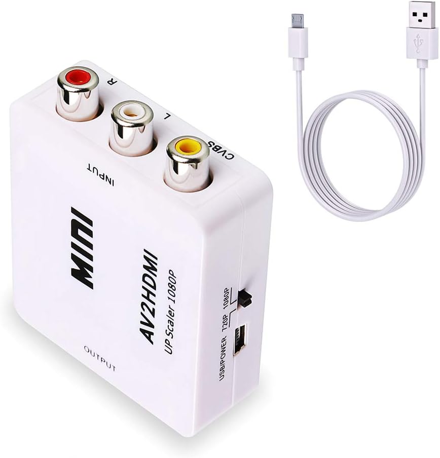 RCA to HDMI Converter,ABLEWE 1080P AV to HDMI RCA Composite CVBS Video Audio Converter Adapter Supporting PAL/NTSC for Xbox/PS2/Wii/SNES/N64/VHS/VCR/DVD: Electronics