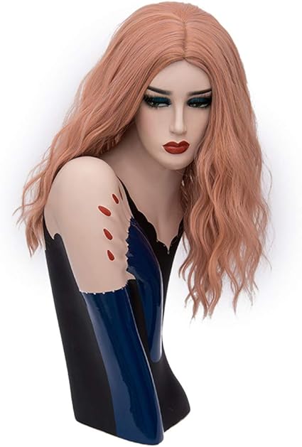 Lelun Femmes Lace Front Wigs Court Ondulé Gris Orange Rose