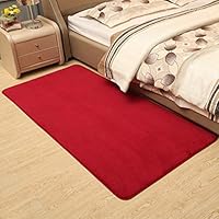 Solid Rectangular Area Rugs Soft Living Room Children Bedroom Rug Coral Fleece Anti-Slip Carpets Home Decor Modern Indoor Outdoor Runners Nursery Red 2.6
