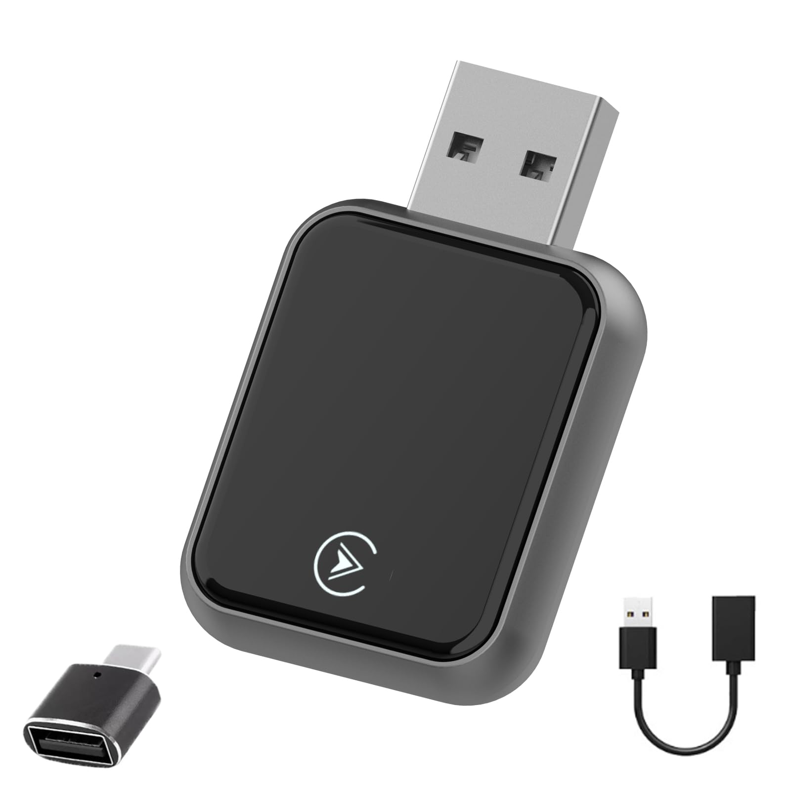 Photo 1 of 2026 Upgraded USB Wireless CarPlay Adapter for iPhone, Bluetooth 5.3 and Wi-Fi 6, Automatic & Zero-Delay Connection, Android auto Carplay Wireless Adapter for Android and iOS Systems. (Dark Gray)
