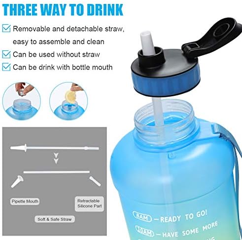 Reusable water bottle with a free straw, BPA-free, wide mouth design.