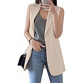 IDEALSANXUN Womens Long Vest Sleeveless Blazer Dressy Spring Summer Suit Jackets