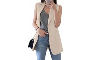 IDEALSANXUN Womens Long Vest Sleeveless Blazer Dressy Spring Summer Suit Jackets