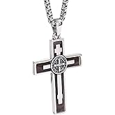 DOTBJ 925 Sterling Silver Wooden Cross Necklace for Men Women with Stainless Steel Chain