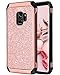 BENTOBEN Galaxy S9 Case, Samsung S9 Case 2 in 1 Glitter Bling Hard PC Cover Coat Sparkly Shiny Leather Hybrid Soft Bumper Shockproof Protective Phone Cases for Samsung Galaxy S9 (SM-G960U), Rose Gold