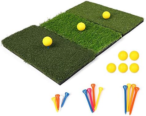 Lixada 3 In 1 Residential Golf Hitting Mat Golf Swing Pad Backyard
