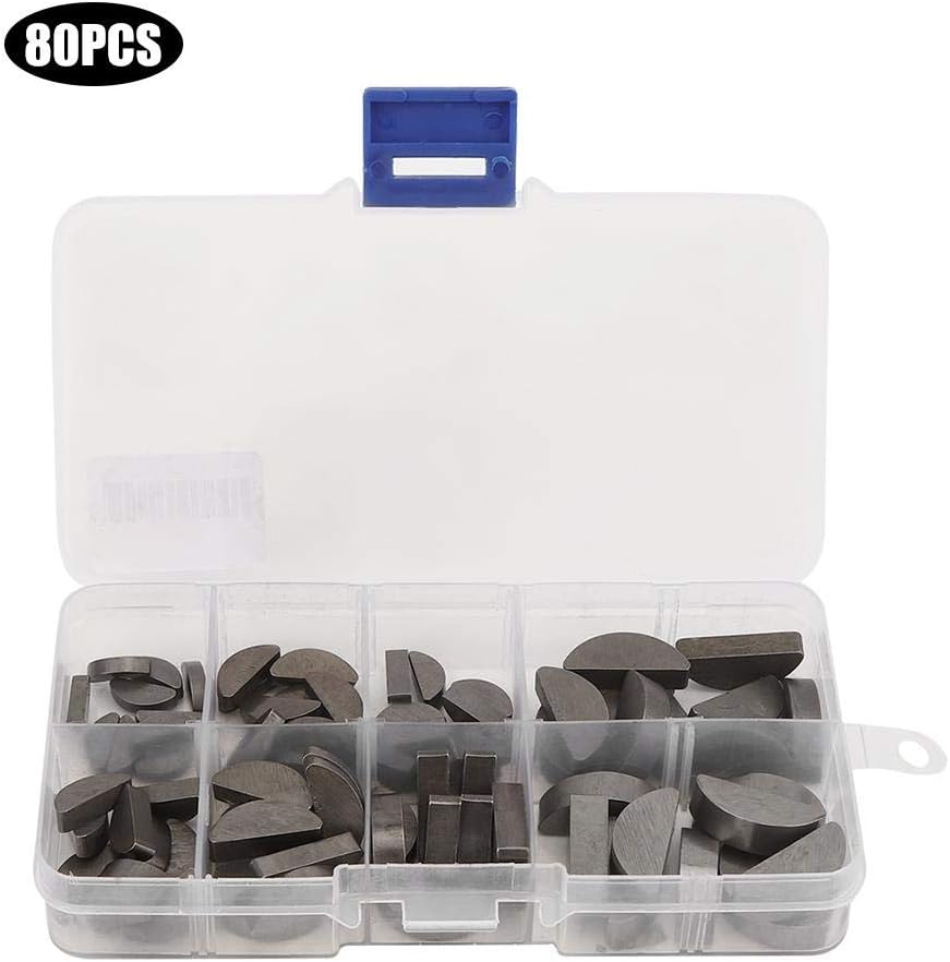 Ladieshow Woodruff Key Kit,80Pcs Stainless Steel Semicircular Woodruff