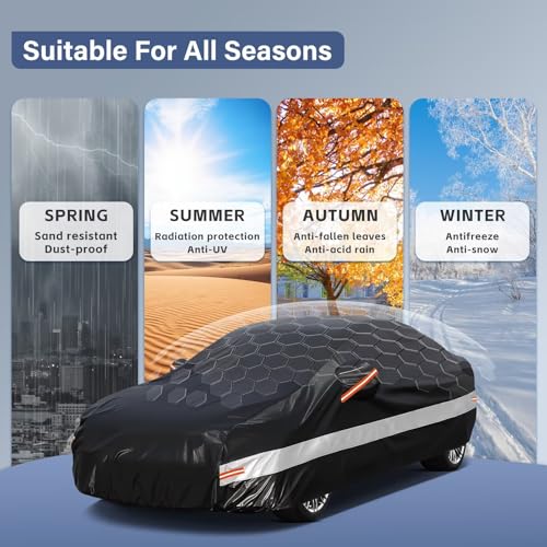 Holthly Car Cover Fit for Tesla Model 3 (2017-2026) 10 Layers Full Tarpaulin 100% Waterproof Protection Against Dust, Wind, Rain and UV Rays