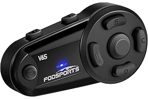 FODSPORTS Helmet Communication Systems, V6S 1000m 2 Riders Intercom Bluetooth 5.0 Motorcycle Helmet Bluetooth Headset (Waterproof/Handsfree/Stereo Music/FM/GPS/1 Pack)