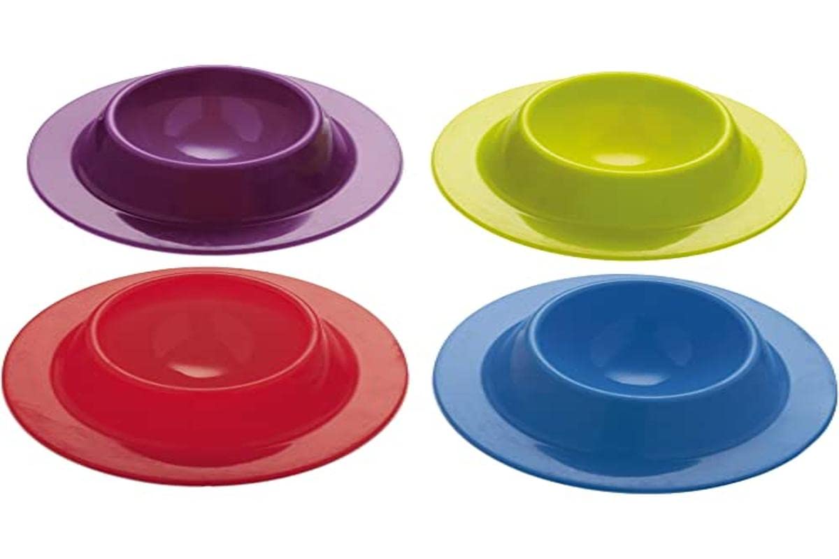 Colourworks Set of 4 Silicone Egg Cups, Multi-Coloured Rainbow Kitchen Utensil, Accessories for Boiled Eggs, Brights