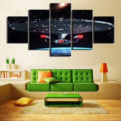 Amazon Syjl 5パネルキャンバス壁画 スタートレック 映画ポスター 宇宙船 壁紙 ホームデコレーション フレーム付き アートフレーム ポスター オンライン通販