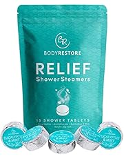 BodyRestore Shower Steamers (Pack of 15) Gifts for Women and Men - Eucalyptus & Peppermint Essential Oil Scented Aromatherapy Bath Bomb for Your Shower, Nasal Congestion Relief Shower Tablets