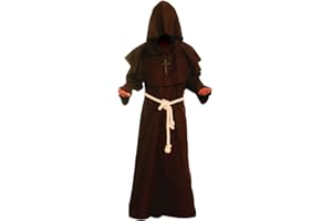 Cos2be Medieval Priest Monk Robe Hooded Cloak Wizard Sorcerer Cape