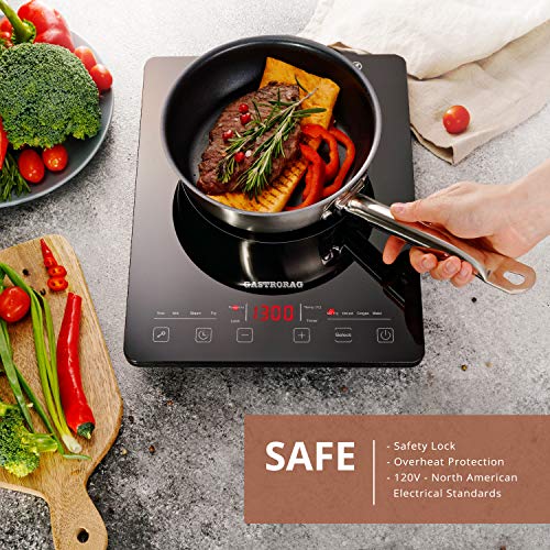 GASTRORAG LCD 1300W SINGLE PORTABLE INDUCTION COOKTOP COUNTERTOP BURNER, SENSOR TOUCH STOVE