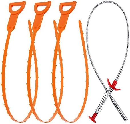 4-Pack Home Cleaning Brushes Tools Clog Remover Hair Equipment/Auger Type Clog Remover Tool for Drain Cleaning by JENKINS HOME