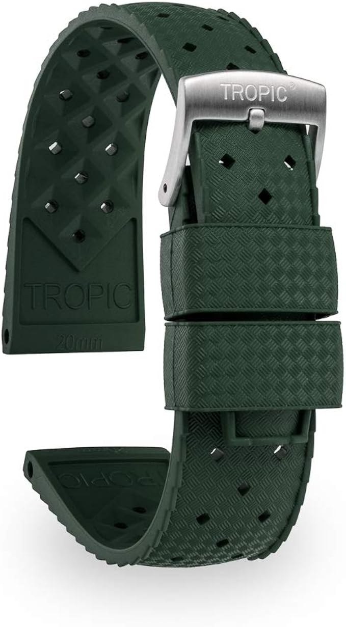 Tropic Rubber Watch Band, (Dive Watch Strap) (20mm, NATO Green