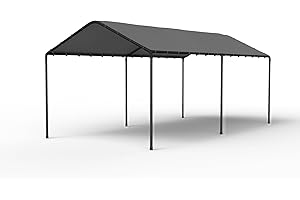 GOJOOASIS 10x20 Carport Heavy Duty Portable Garage Shelter Metal Car Canopy Tent with UV-Resistant & Weatherproof Top Cover for RV & Vehicles (Gray, 10x20 Without sidewalls)