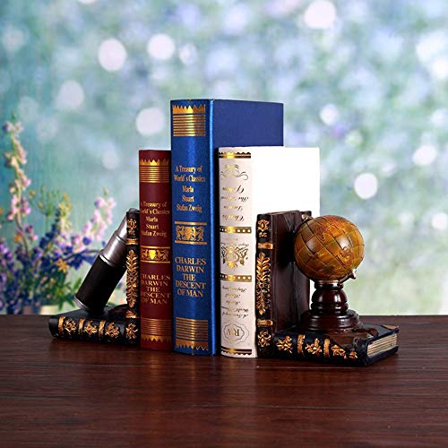 MQW American Style Resin Globe Instrument Bookend Magazine Shelf Living Room TV Cabinet Bedroom Hotel Cafe Bookstore Desktop Decoration 26 9 15CM Delicate and Beautiful