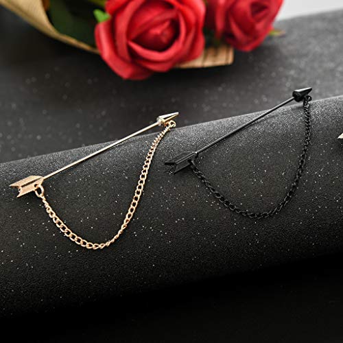 BYNNIX Men Arrow with Long Chain Tuxedo Lapel Pin Brooch Boutonniere for Suits Corsage