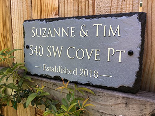 Sassy Squirrel Beautifully Handcrafted and Customizable Slate Home Address Plaque (12"x6" or 18”x8”) Personalized House Sign with and mounting Hardware. Improve The Curb Appeal of Your Property - Thumbnail 3
