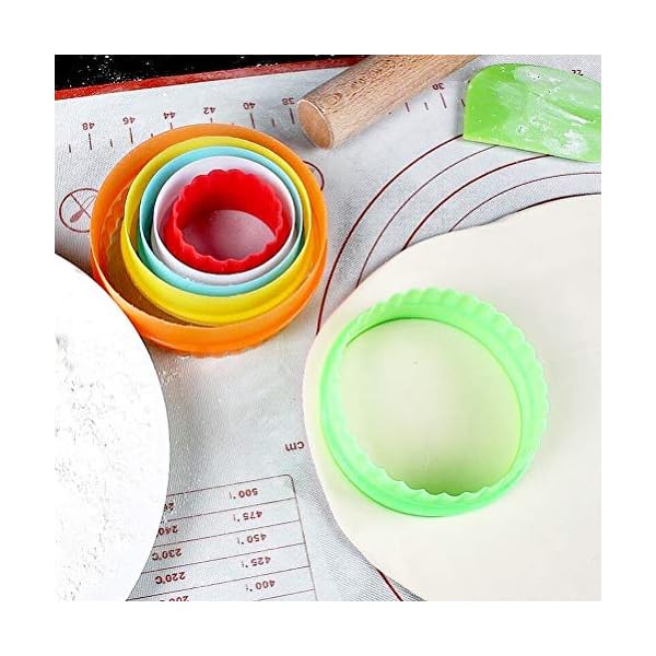 kuou-6-pcs-Cookie-Cutters-Plastic-Double-Sided-PlainCrinkle-Round-Cookie-Cutters-Baking-Tools-Kitchen-Gadgets-Baking-Tools-AccessoriesRandom-Color kuou 6 pcs Cookie Cutters, Plastic Double Sided Plain/Crinkle Round Cookie Cutters Baking Tools Kitchen Gadgets Baking…
