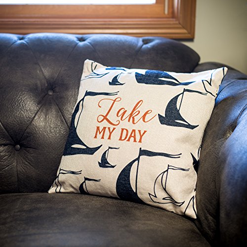 Lake My Day Sailboat Silhouette Tray, Throw Pillow and Wall Art Plaque Set of 3 for the Home