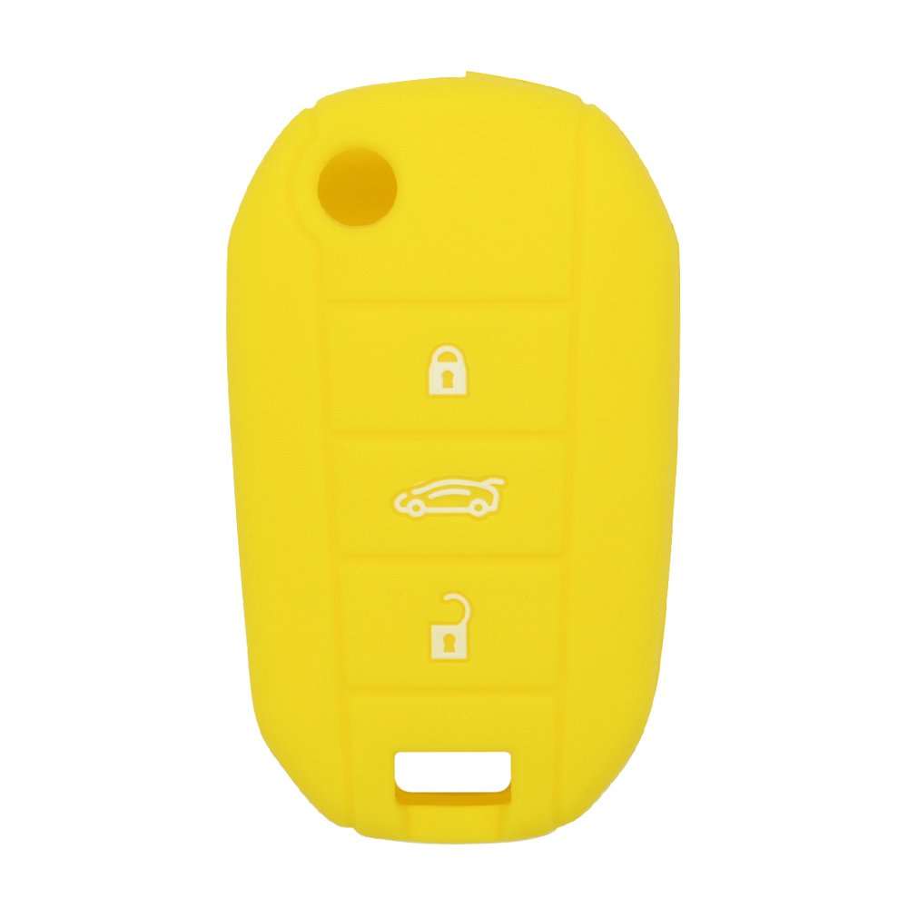 BROVACS Silicone Cover Protector Case Holder Skin Jacket Compatible with PEUGEOT CITROEN 3 Button Flip Remote Key Fob CV4300 Yellow — image 1