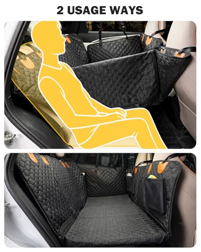 Pawccoli Back Seat Extender for Dogs, Waterproof Dog Car Seat Cover for Back Seat with Hard Bottom, Upgraded Material, Anti Scratch, Easy to Use and Clean, Holds 420lbs
