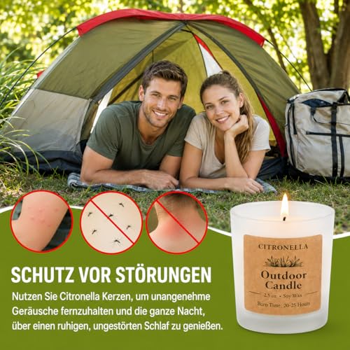 Yinuo Mirror Citronella Scented Candles, 12 x 70 g Citronella Candle Outdoor, Natural Soy Wax and Oils, Summer Fragrance Citronella Candle for Outdoor Use / Garden / Camping / Picnic