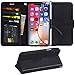 Arae Case for iPhone X/Xs, Premium PU Leather Wallet Case [Wrist Straps] Flip Folio [Kickstand Feature] with ID&Credit Card Pockets for iPhone X (2017) / Xs (2018) 5.8 inch Black