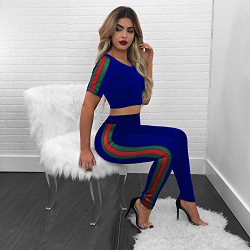 Mojessy Women's Activewear 2 Piece Outfits Short Sleeve Crop Top+Long Pants Set Tracksuits Jumpsuits