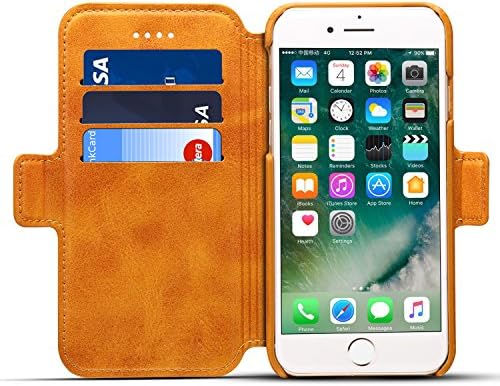 Wallet Phone Case Flip Protective Card Holder Cover Kickstand Folio Cover for iphone8 case yellows