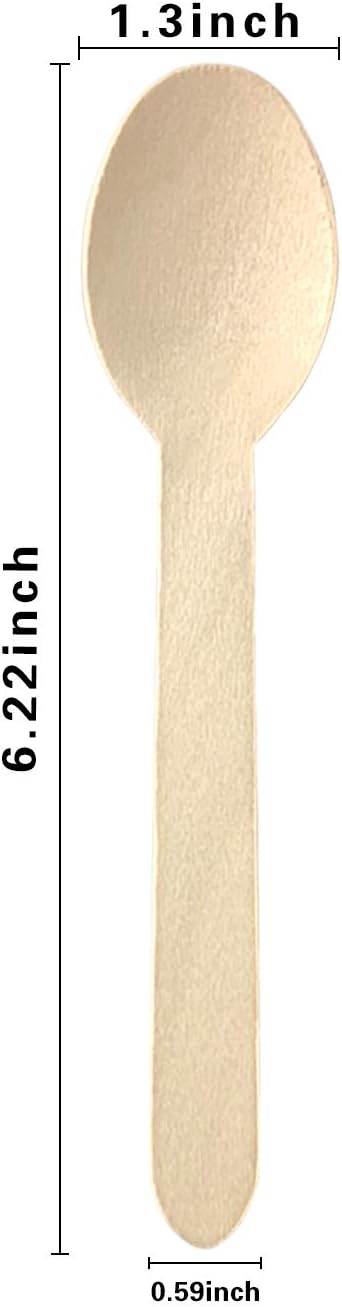 LoengMax Disposable Wooden Spoons-100PCS 6" Length-Wood Cutlery-Eco Friendly-100% Compostable Biodegradabl-Natural Wooden Utensils: Home & Kitchen
