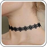 Yheakne Boho Black Lace Choker Necklace Black Flower Lace Necklaces Chain Gothic Choker Necklaces Vintage Collar Choker Necklace for Women