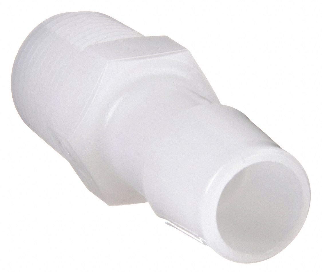 3/414 NPT to 1 Hose Barb Pack of 10 Eldon James A1216WN White Nylon