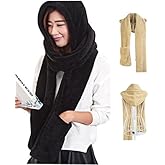 Maleroads 3 in 1 Women Girl Hooded Scarf With Pockets Hat Scarf Gloves Set