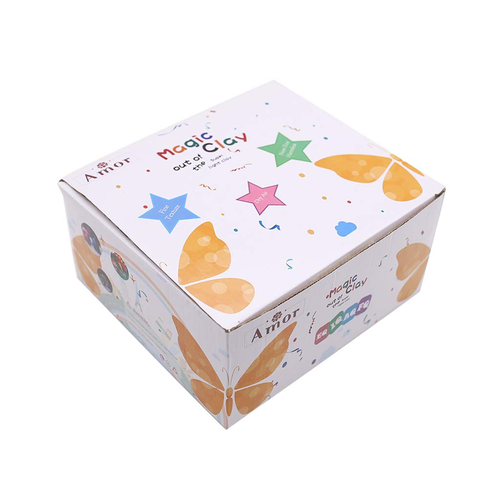 Amor 36 Colors Clay Set Ultra-light Safety DIY Air Dry Clay Modeling Magic with Tools for Children (0.65oz-0.7oz Per Color)