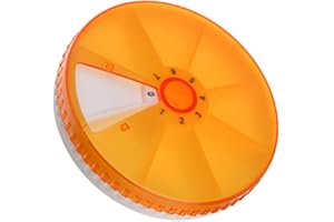 HOMOCONO Weekly Pill Organizer Container, 7-day Rotating Medicine Dispenser, Compact Circular Pill Box for Travel and Daily U